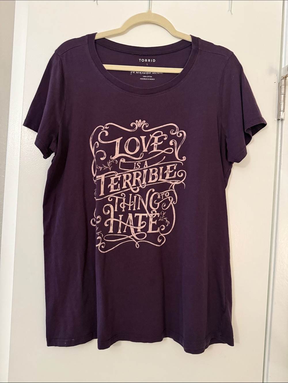 torrid Purple Short-Sleeve Graphic Tee with Blush Script
